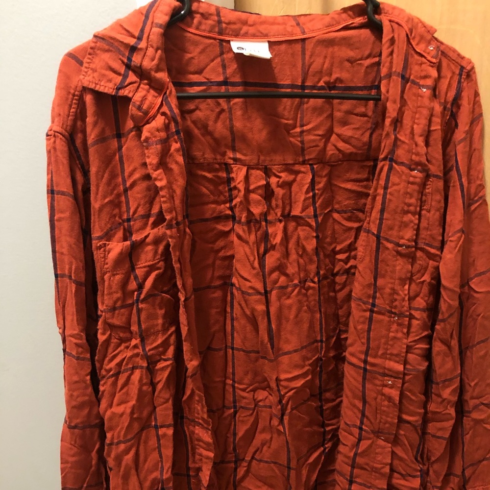 Orange Plaid Button Down
